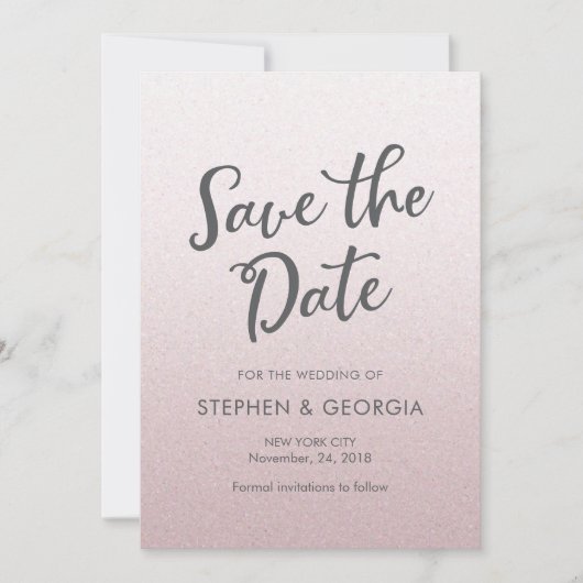 Pink Glittery Bewaar onze datum bruiloft uitnodigi Save The Date (Voorkant)