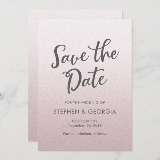 Pink Glittery Bewaar onze datum bruiloft uitnodigi Save The Date (Voorkant / Achterkant)