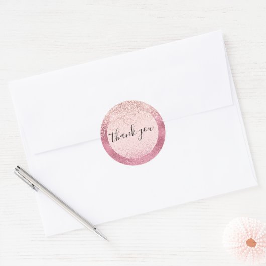 Pink Glitz Bedankt Ronde Sticker (Envelop)