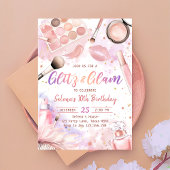 Pink Glitz en Glam Spa make-up verjaardagsfeestje Kaart