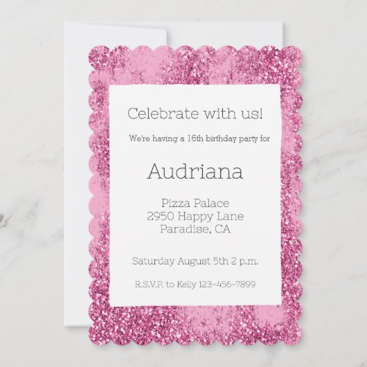Pink Glitz Glitter Sparkle 16e verjaardag Kaart (Voorkant)