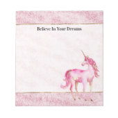 Pink Glitz Glitter Unicorn Notitieblok (Voorkant)