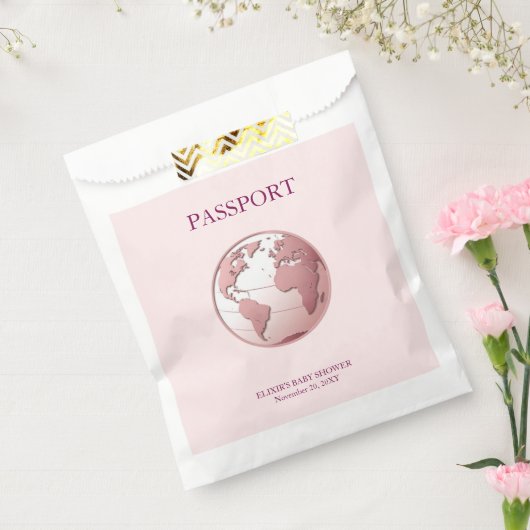 Pink Globe Passport Travel Baby Shower Bedankzakje (Gezegeld)