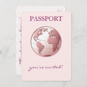 Pink Globe Passport Travel Baby Shower Kaart (Voorkant / Achterkant)