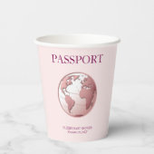 Pink Globe Passport Travel Baby Shower Papieren Bekers (Achterkant)
