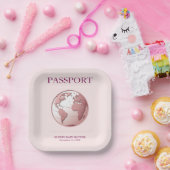 Pink Globe Passport Travel Baby Shower Papieren Bordje (Feest)