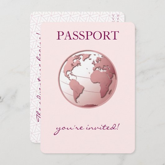 Pink Globe Passport Travel Books for Baby Informatiekaartje (Voorkant / Achterkant)
