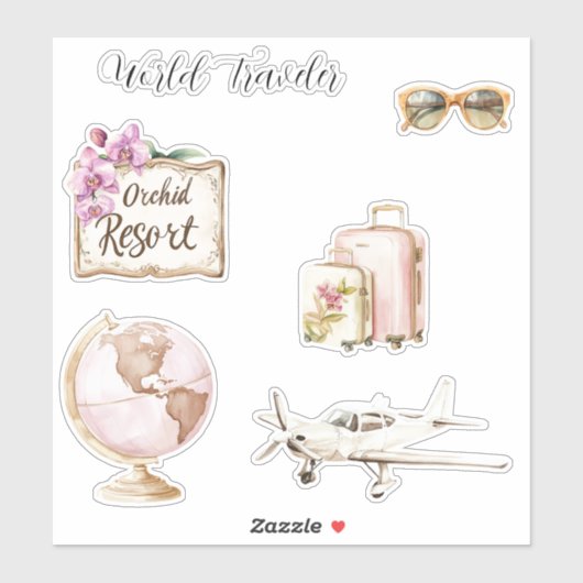 Pink Globe World Traveler Sticker (Vel)