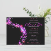 PINK GLOWING STARS Bat Mitzvah Invitation Kaart (Staand voorkant)