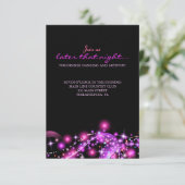 PINK GLOWING STARS Bat Mitzvah Party Card Kaart (Staand voorkant)