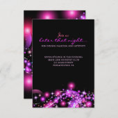 PINK GLOWING STARS Bat Mitzvah Party Card Kaart (Voorkant / Achterkant)