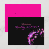 PINK GLOWING STARS Bat Mitzvah Reply Card RSVP Kaartje (Voorkant / Achterkant)