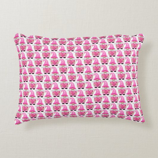 Pink Gnomes Hearts Woodland Scandinavian Cute Accent Kussen (Voorkant)