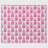 Pink Gnomes Hearts Woodland Scandinavian Cute Cadeaupapier (Vlak)