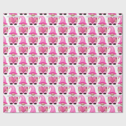 Pink Gnomes Hearts Woodland Scandinavian Cute Cadeaupapier (Vlak)