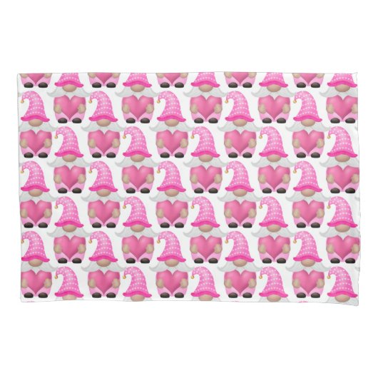 Pink Gnomes Hearts Woodland Scandinavian Cute Kussensloop (Voorkant)