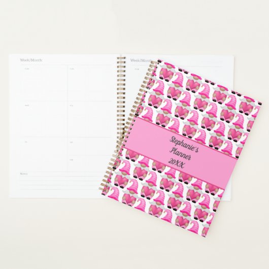 Pink Gnomes Hearts Woodland Scandinavian Cute Planner (Display)