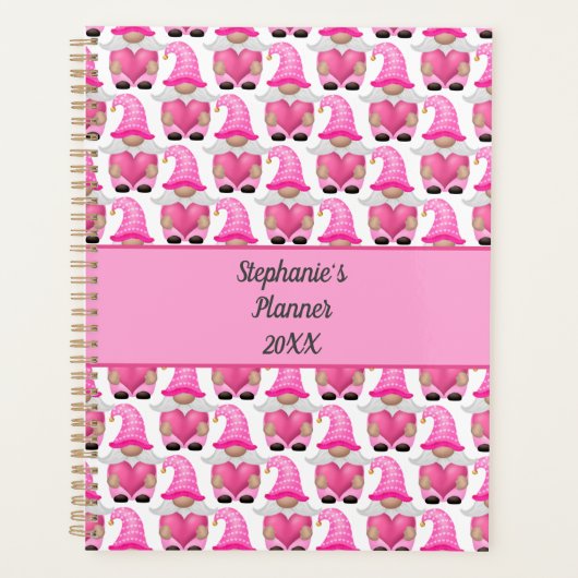 Pink Gnomes Hearts Woodland Scandinavian Cute Planner