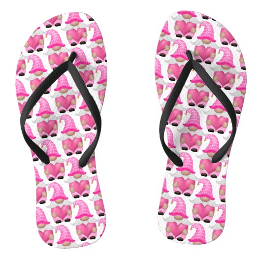 Pink Gnomes Hearts Woodland Scandinavian Cute Teenslippers (Voetbed)