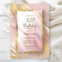 Pink Gold 100th Birthday Party Kaart