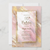 Pink Gold 95th Birthday Party Kaart (Voorkant)