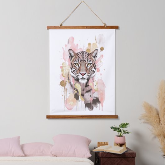 Pink Gold Abstract Leopard Cheetah Print Wall Art Hangend Wandkleed (Slaapkamer)