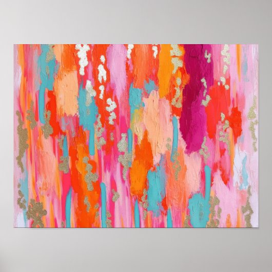 Pink Gold Abstract Preppy Dorm Decor Poster (Voorkant)