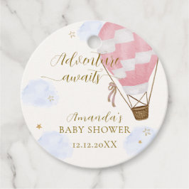 Pink Gold Adventure Hot Air Balloon Baby shower Bedankjes Labels