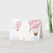 Pink Gold Adventure Hot Air Balloon Baby shower Bedankkaart (Achterkant)