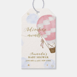 Pink Gold Adventure Hot Air Balloon Baby shower Cadeaulabel