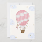 Pink Gold Adventure Hot Air Balloon Baby shower Kaart (Achterkant)