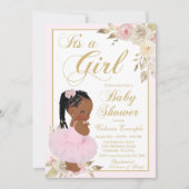 Pink Gold African Princess Tutu Baby shower Kaart (Voorkant)