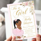 Pink Gold African Princess Tutu Baby shower Kaart