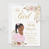 Pink Gold African Princess Tutu Baby shower Kaart (Voorkant)