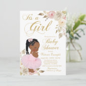 Pink Gold African Princess Tutu Baby shower Kaart (Staand voorkant)