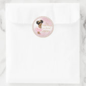 Pink Gold Afro Princess Baby shower Favor Ronde Sticker (Tas)