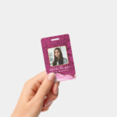 Pink Gold Agate Marble Business Company ID Badge (Handheld)