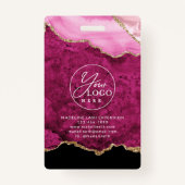 Pink Gold Agate Marble Business Company ID Badge (Achterkant)