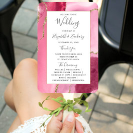 Pink Gold Agate Wedding Program Handwaaier
