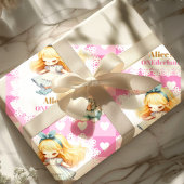 Pink Gold Alice in Wonderland Birthday Tea Party Cadeaupapier