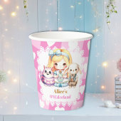 Pink Gold Alice in Wonderland Birthday Tea Party Papieren Bekers