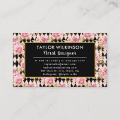 Pink, Gold and Black Floral Roses with Diamonds Bu Visitekaartje (Achterkant)