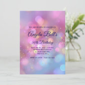 Pink Gold and Blue Bokeh 50th Birthday Kaart (Staand voorkant)