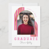 Pink Gold Arch Foto Afstuderen Kaart (Voorkant)