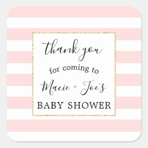 Pink Gold baby shower gunst bedankt sticker