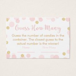 Pink Gold Baby shower Raad hoeveel spel Confetti Visitekaartje