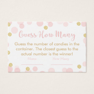 Pink Gold Baby shower Raad hoeveel spel Confetti Visitekaartje