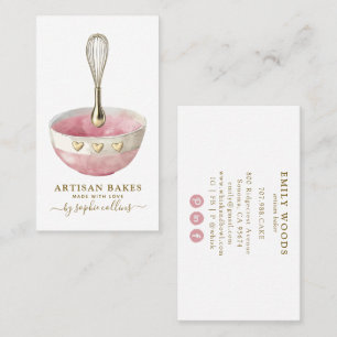 Pink Gold Baker Waterverf Bakkerij Pastry Chef Visitekaartje