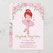 Pink Gold Ballerina Birthday Invite Princess Party