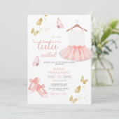 Pink Gold Ballet Girl Baby shower Uitnodiging (Staand voorkant)